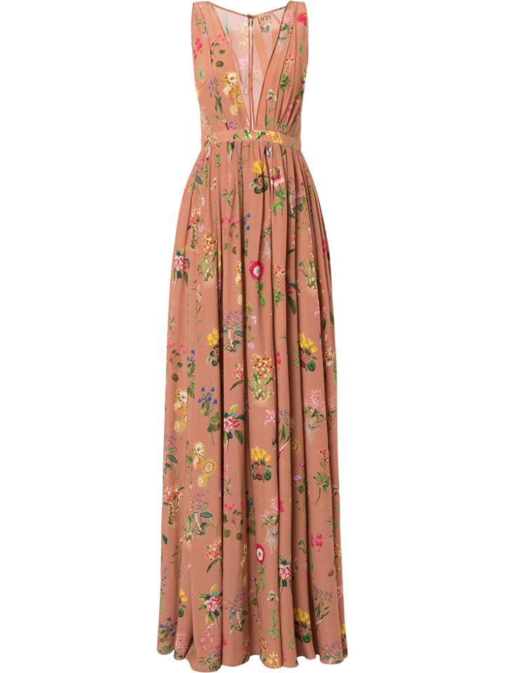 No21 Floral Pattern Long Dress - Pink & Purple