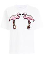 Victoria Victoria Beckham Flamingo Embroidered T-shirt - White