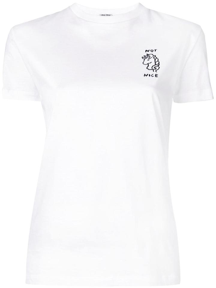Miu Miu Not Nice Logo Print T-shirt - White