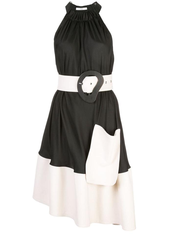 Tibi Belted Draped Dress - Black