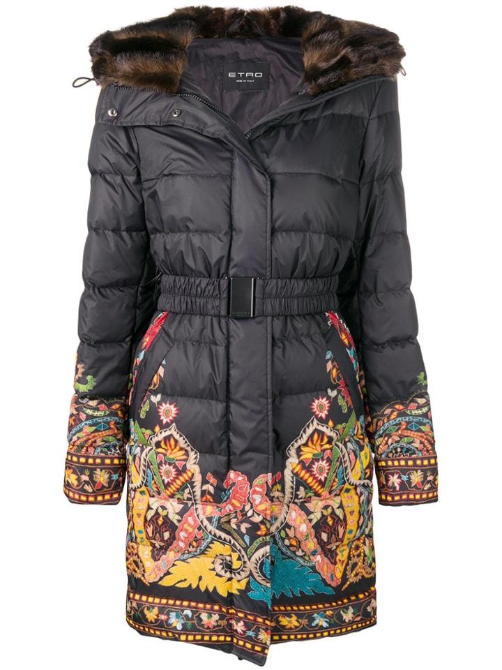 Etro Printed Padded Coat - Black