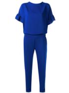 P.a.r.o.s.h. - Ruffle Sleeve Jumpsuit - Women - Polyester - S, Blue, Polyester