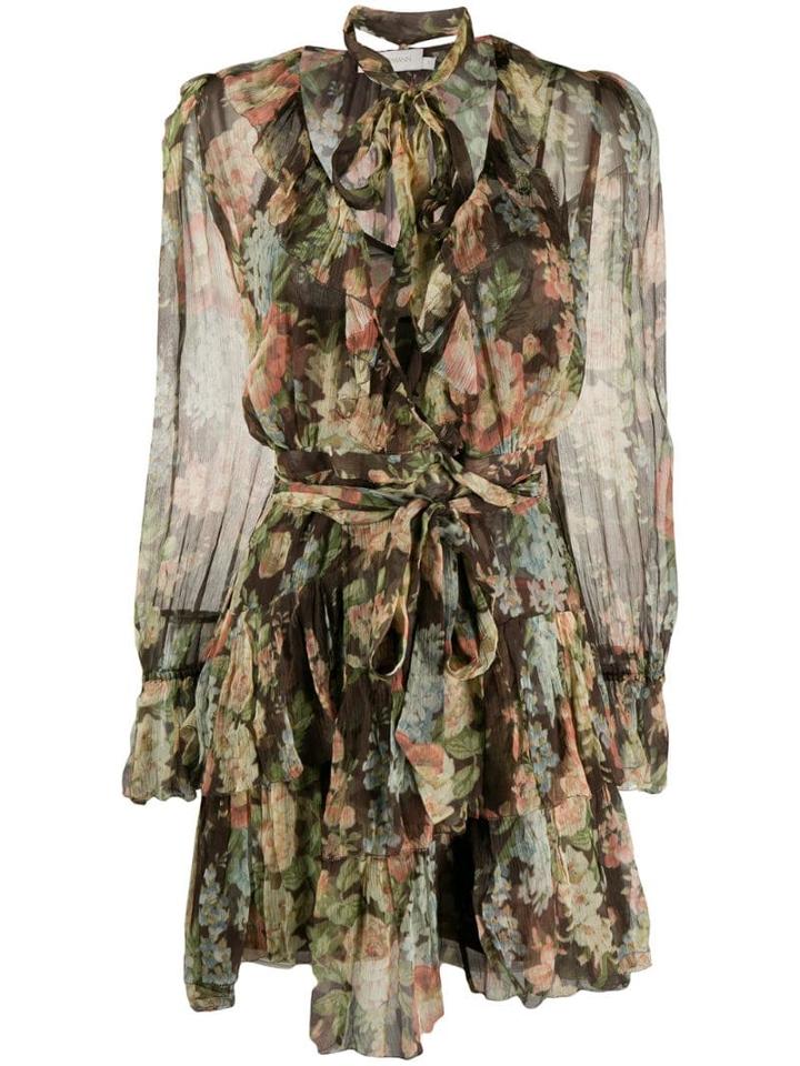 Zimmermann Espionage Ruffle Wrap Dress Dress - Brown