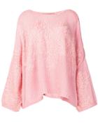 Ermanno Scervino Cashmere Embroidered Knit Sweater - Pink & Purple