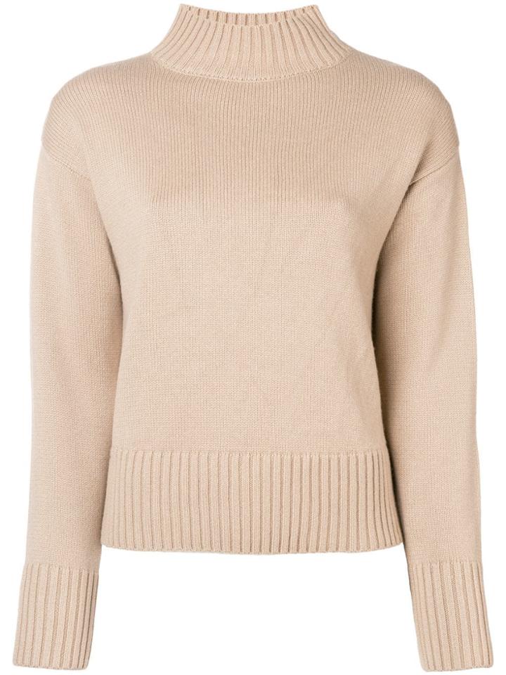 Yves Salomon High Neck Knit Sweater - Neutrals