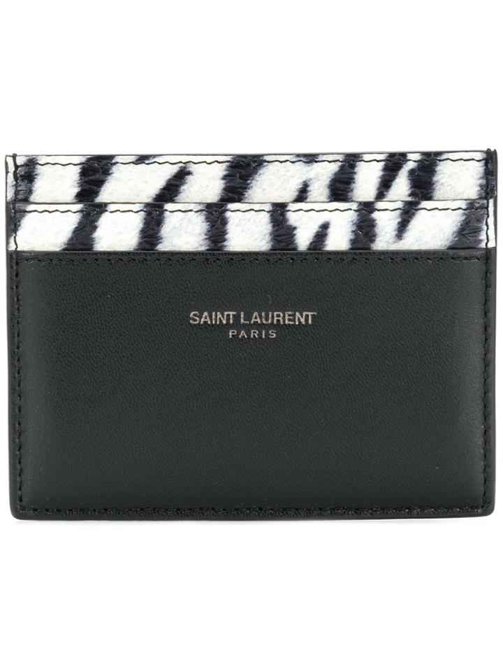 Saint Laurent Tiger Print Trim Card Holder - Black