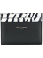 Saint Laurent Tiger Print Trim Card Holder - Black