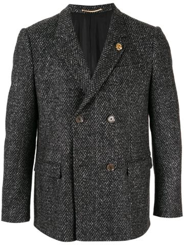 Education From Young Machines Doube-breasted Chevron Blazer - Black
