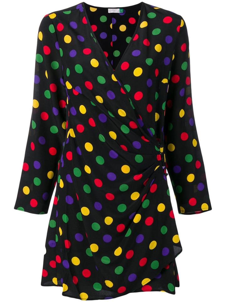 Rixo London Spot Print Wrap Mini Dress - Black