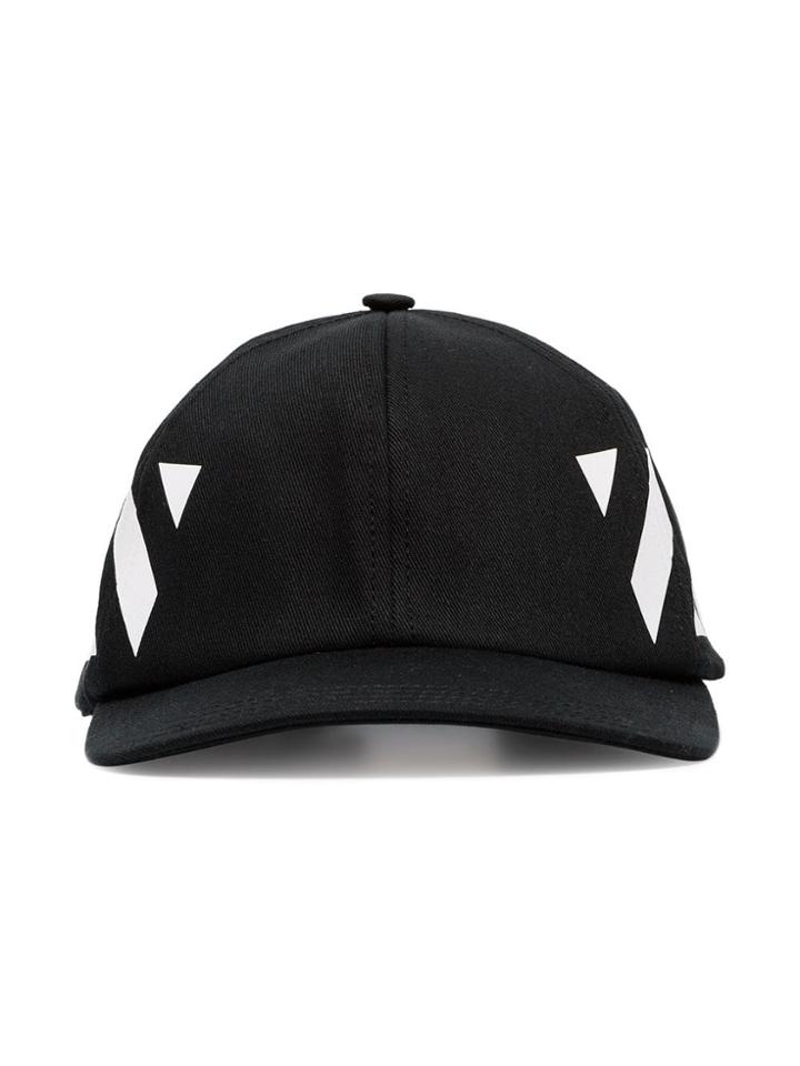 Off-white Stripe Print Baseball Cap - Black