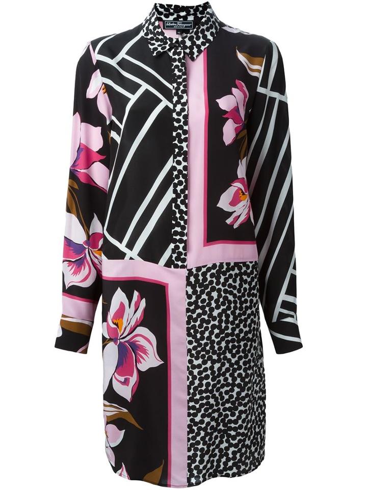 Salvatore Ferragamo Multi Print Shirt Dress