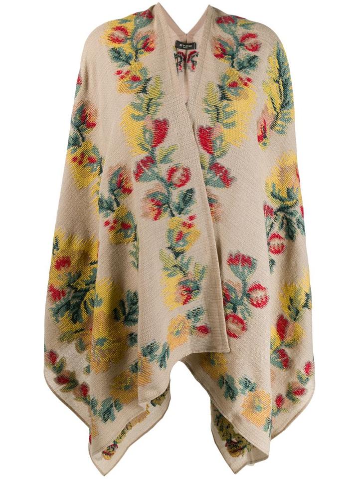 Etro Floral Knit Cape - Neutrals