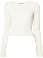 Derek Lam Ribbed Longsleeved T-shirt, Women's, Size: 46, White, Cotton