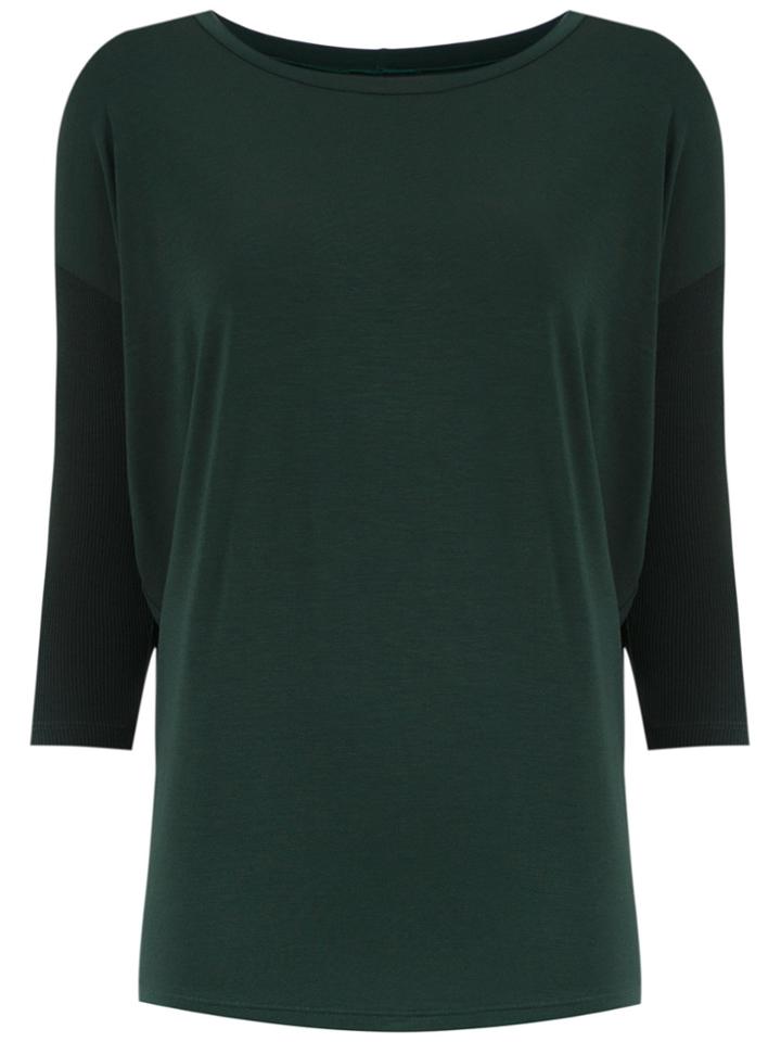 Track & Field 7/8 Panelled Sleeves Blouse - Green