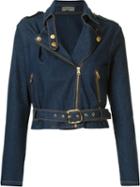 Amapô Belted Denim Jacket, Women's, Size: G, Blue, Cotton/elastodiene/polyester
