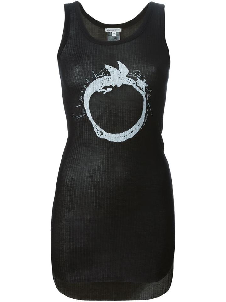 Ann Demeulemeester Blanche Front Print Tank Top, Women's, Size: 36, Black, Rayon/silk