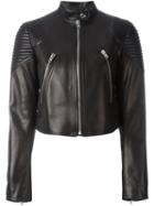 Givenchy Cropped Biker Jacket, Women's, Size: 38, Black, Lamb Skin/acetate/viscose/polyester