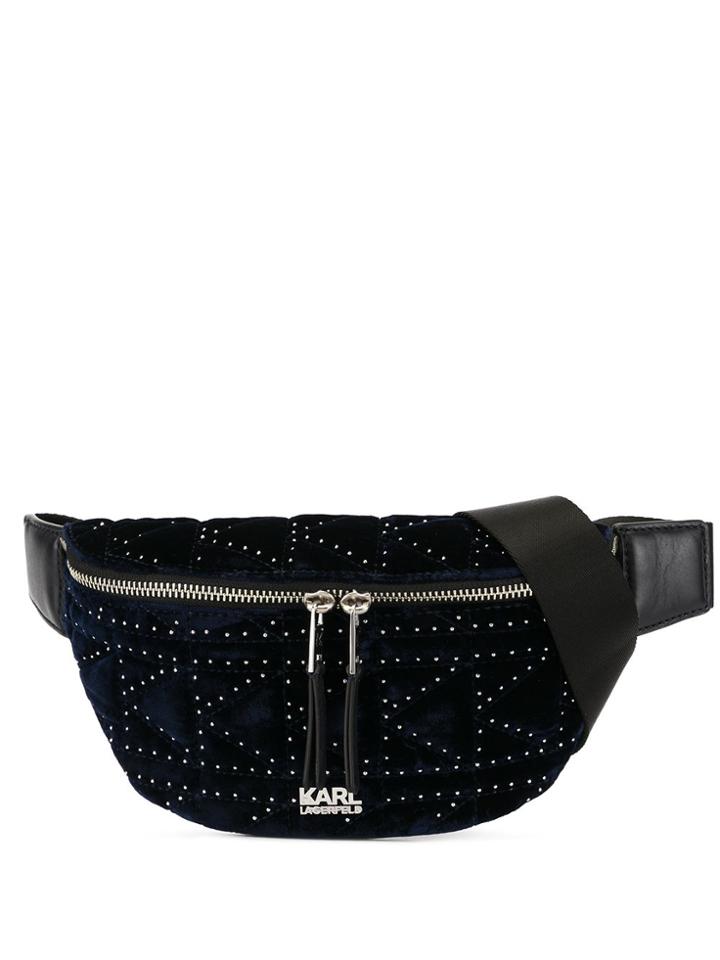Karl Lagerfeld K/kuilted Studs Bumbag Velvet - Blue