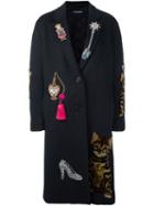 Dolce & Gabbana Embellished Midi Coat, Women's, Size: 38, Grey, Silk/polyester/cashmere/virgin Wool