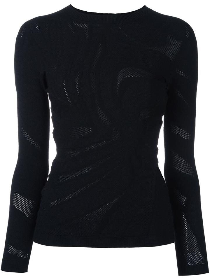Versace Transparent Panel Knit Jumper, Women's, Size: 42, Black, Viscose/polyester