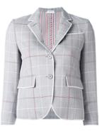 Thom Browne Checked Cropped Blazer, Women's, Size: 40, Grey, Wool/cotton/silk