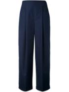 Salvatore Ferragamo - Wide-leg Trousers - Women - Cotton - 44, Blue, Cotton