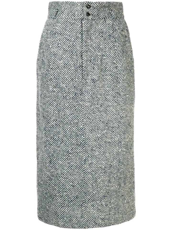 Yohji Yamamoto Vintage Patterned Straight Skirt - Grey