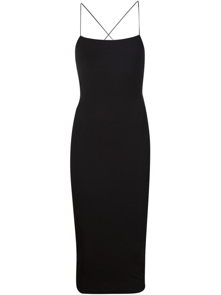 T By Alexander Wang Spaghetti Strap Fitted Dress, Women's, Size: Xs, Black, Modal/spandex/elastane