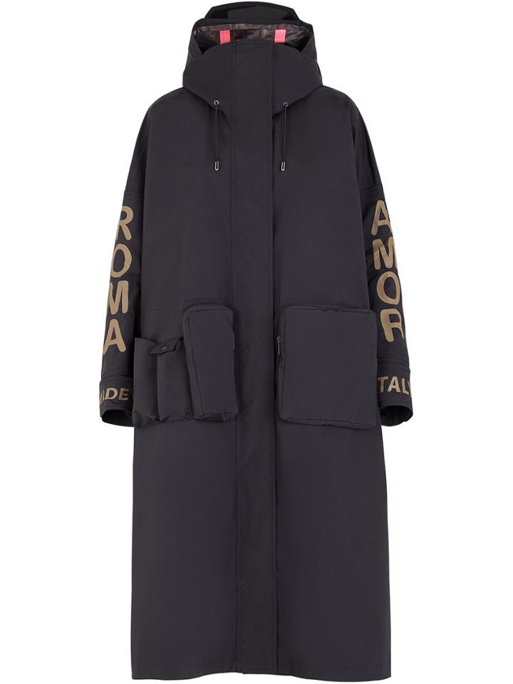 Fendi Roma Amor Oversized Parka - Black