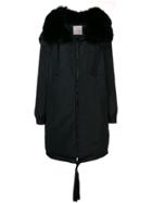 Moncler Fur Collar Down Coat - Black