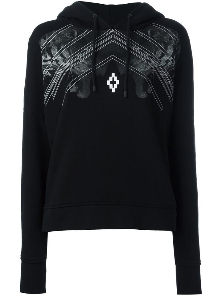 Marcelo Burlon County Of Milan Tiger Print Hoodie, Women's, Size: Small, Black, Cotton