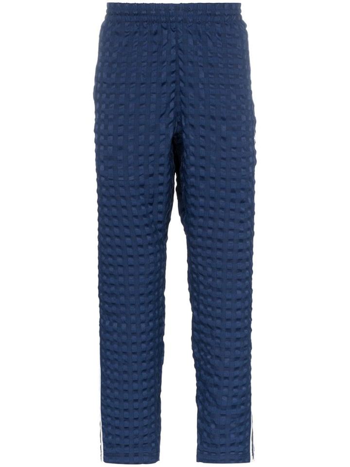 Adidas Check Quilt Striped Trackie Bottoms - Blue