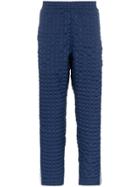 Adidas Check Quilt Striped Trackie Bottoms - Blue