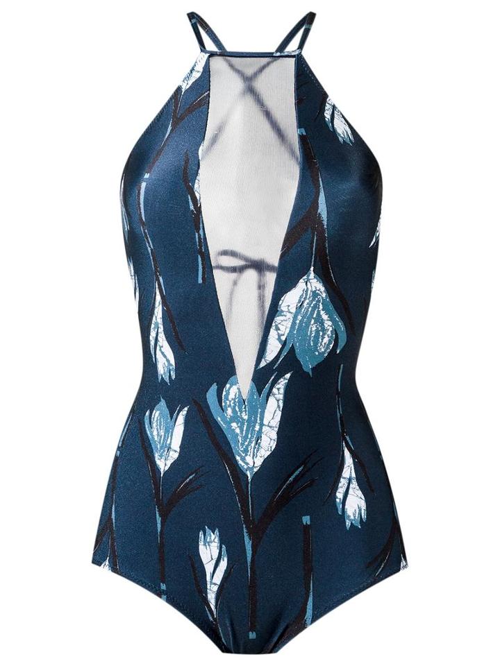 Giuliana Romanno Panelled Swimsuit, Women's, Size: G, Blue, Polyimide/spandex/elastane