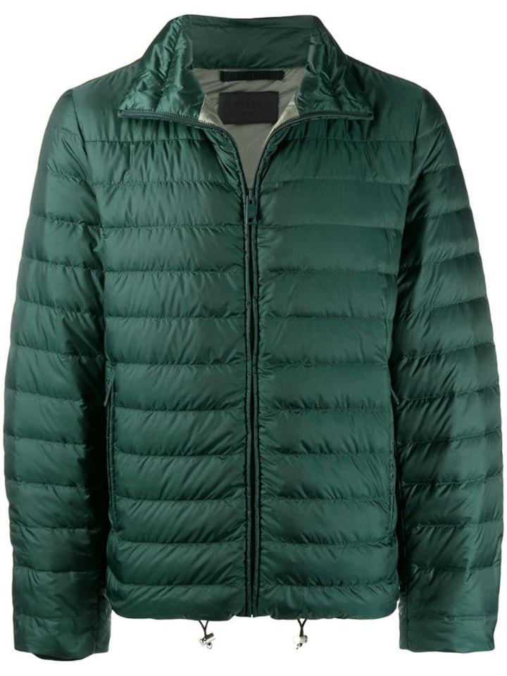 Prada Feather Down Zipped Jacket - Green