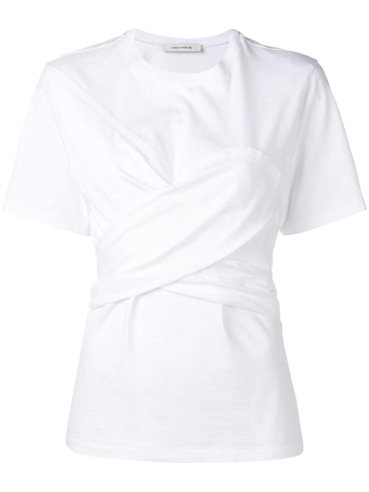 Cédric Charlier T-shirt With Knotted Drape - White