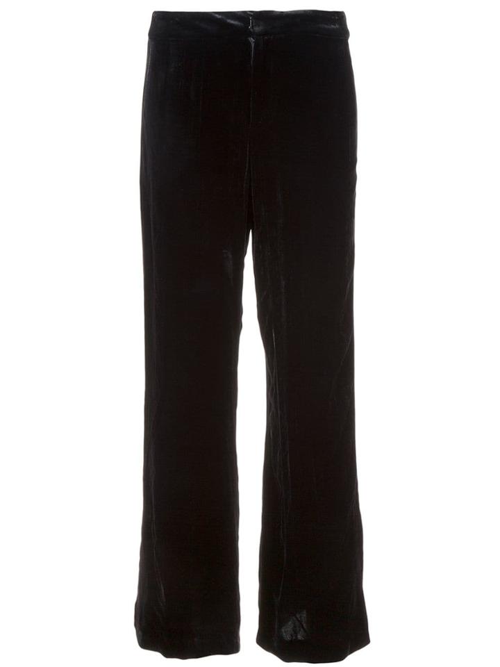 Nicole Miller Straight Cut Velvet Trousers - Black
