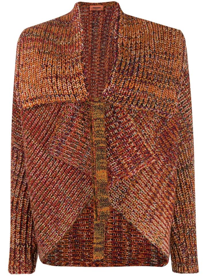 Missoni Knitted Asymmetric Tied Cardigan - Orange