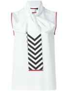 Dsquared2 Chevron Detail Sleeveless Shirt, Women's, Size: 38, White, Cotton
