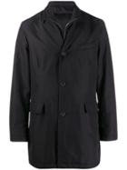 Canali Zip-up Single-breasted Coat - Black