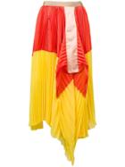 Sacai Colour Block Pleated Skirt - Yellow