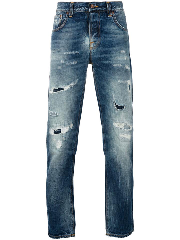 Nudie Jeans Co - Denim Distressed Jeans - Men - Cotton - 34/30, Blue, Cotton