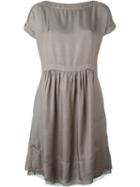 Kristensen Du Nord Shortsleeved Boat Neck Dress, Women's, Size: 1, Grey, Cotton/cupro/modal