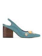 Sarah Chofakian Leather Slingback Pumps - Blue