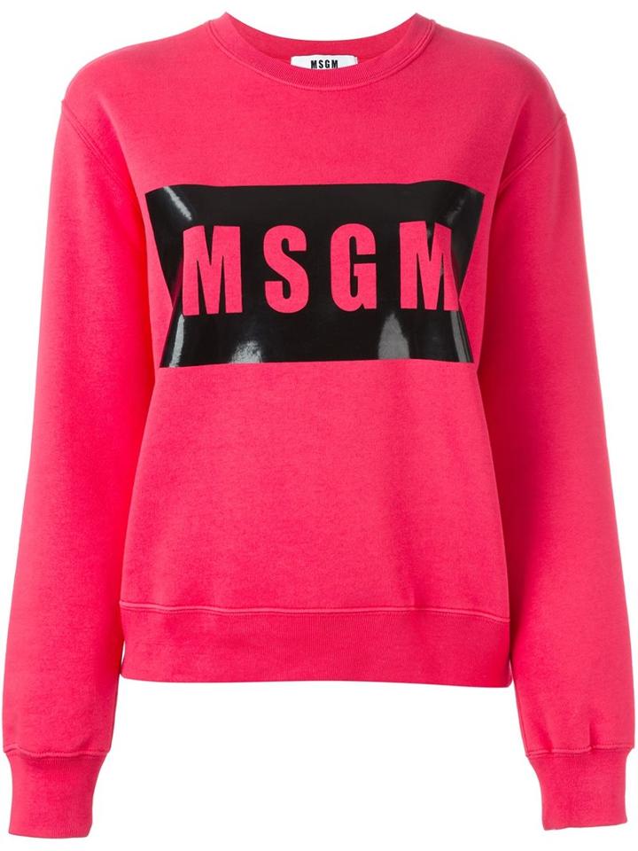 Msgm Logo Print Sweatshirt, Women's, Size: Small, Pink/purple, Cotton