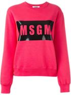 Msgm Logo Print Sweatshirt, Women's, Size: Small, Pink/purple, Cotton