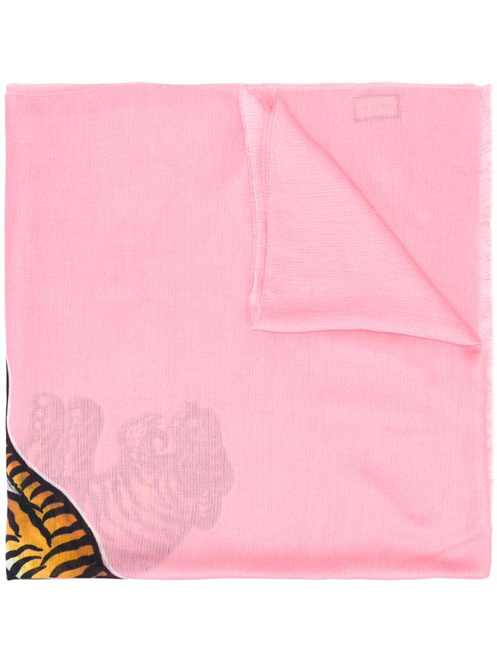Gucci Tiger Print Scarf, Women's, Pink/purple, Modal/cashmere/silk