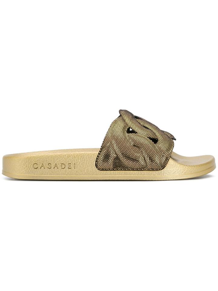 Casadei Pool Flat Slides - Gold
