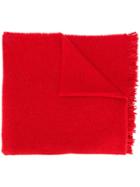 Rick Owens Knitted Fringed Scarf - Red
