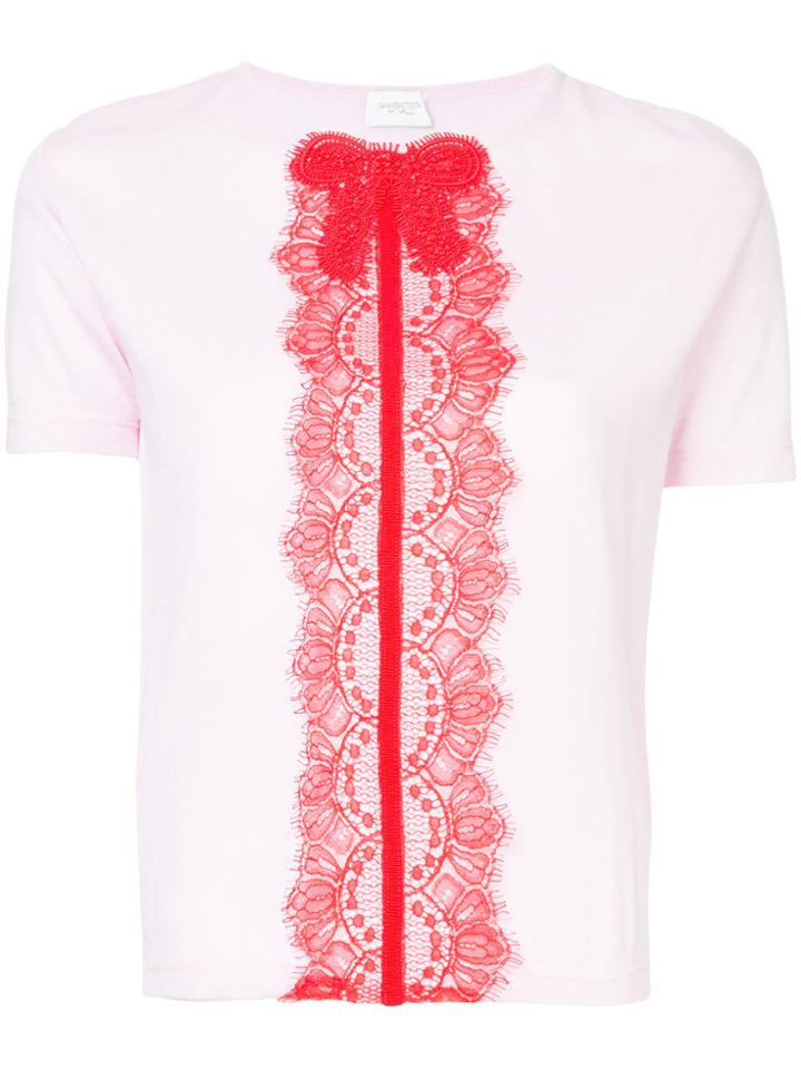 Giambattista Valli Lace Bow Knitted Top - Pink & Purple